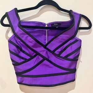 WOW couture Violet Crop Top with Black Trim
